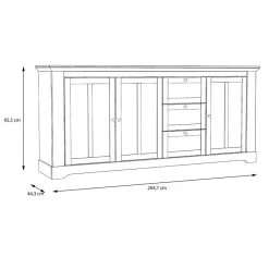 Buffet 204cm 3 Portes 3 Tiroirs - ANGELE -Mobilier Soldes 00209f7b51184391bef80f69d50ecac1