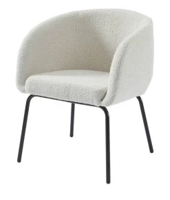 Fauteuil BELEM En Tissu Bouclette Blanc