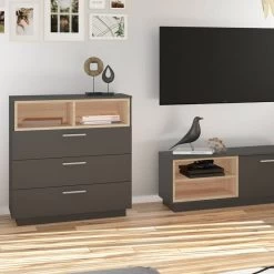 Commode Beatrice Blanc/sonoma 24 Commode Beatrice Blanc/sonoma -Mobilier Soldes 05b990d7158f4376ac499fe681c2932d