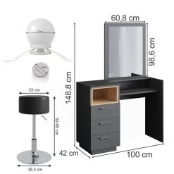 Coiffeuse Beatrice Avec Tabouret Et LED -Mobilier Soldes 0e220773e2cf499a831f538adde260ac