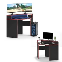 Bureau D'angle Kron Noir/rouge -Mobilier Soldes 187217b366494400b3fb0cbd76598eee