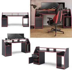 Bureau D'ordinateur Joel Noir/rouge -Mobilier Soldes 201d8f2837814392950e67fd2cc0a569