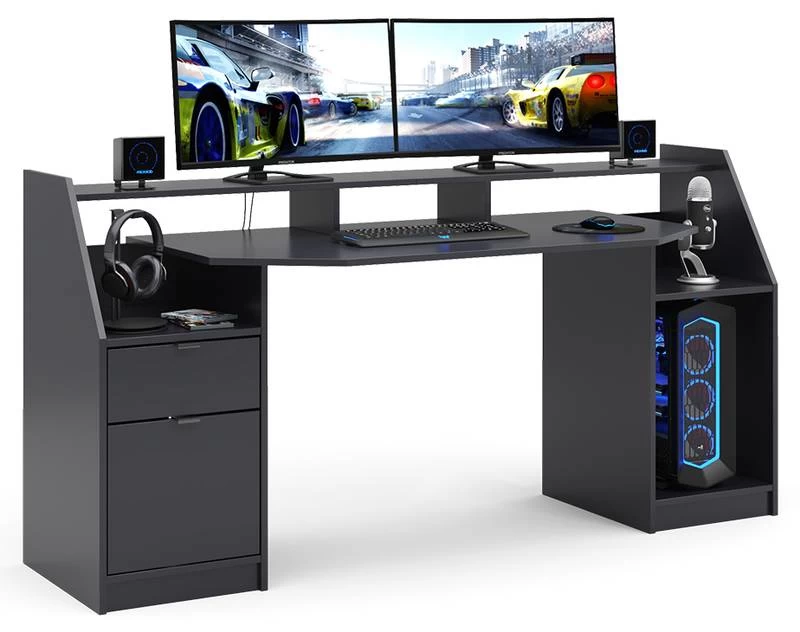 Bureau D'ordinateur Joel 180cm Noir 7 Bureau D'ordinateur Joel 180cm Noir – Image 5