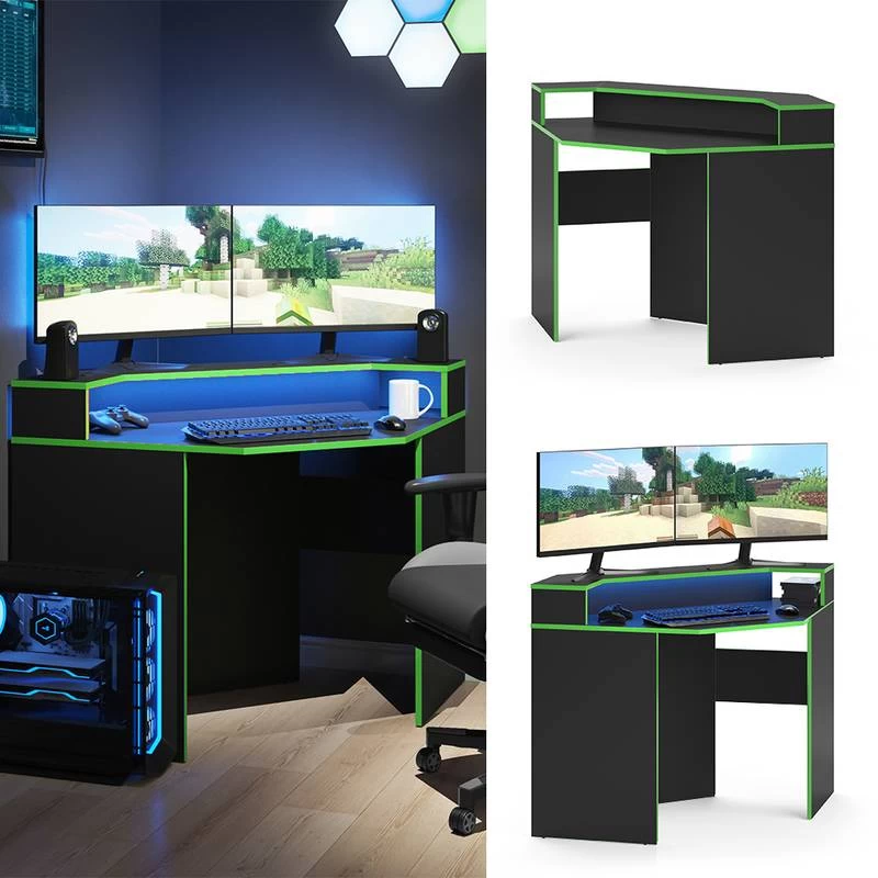 Bureau Ordinateur Kron 90cm Noir/vert 6 Bureau Ordinateur Kron 90cm Noir/vert – Image 4