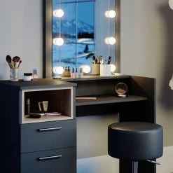 Coiffeuse Beatrice Avec Tabouret Et LED -Mobilier Soldes 3ff38550a7774ed2972ea1eacf386214