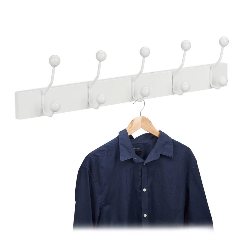 Portemanteau Mural Blanc 5 Crochets 6 Portemanteau Mural Blanc 5 Crochets – Image 4