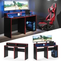 Bureau Ordinateur Kron Noir/rouge Set 4 -Mobilier Soldes 4364135d7ab048b5a6b94decef03d996