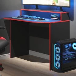 Bureau Ordinateur Kron Noir/rouge Long -Mobilier Soldes 43fbc515cfa04499a880e20bd20ccf75