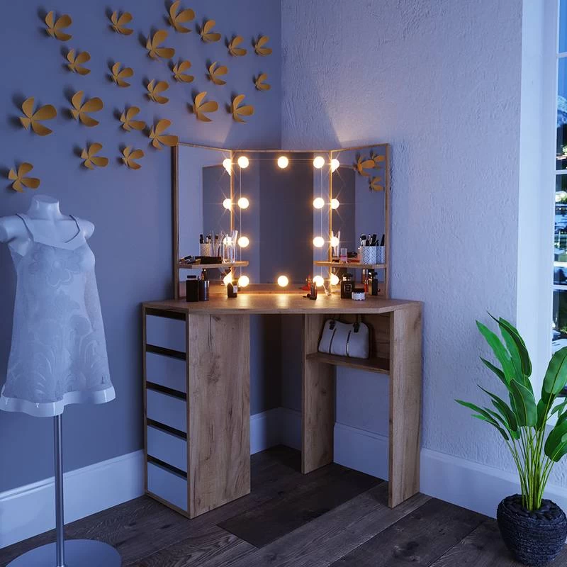 Coiffeuse Arielle Blanc/sonoma & LED 11 Coiffeuse Arielle Blanc/sonoma & LED – Image 9
