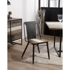 Lot De 2 Chaises En Acacia Et Acier Noir -Mobilier Soldes 4562b9780d634b0a8d29b554b0ed4cf9