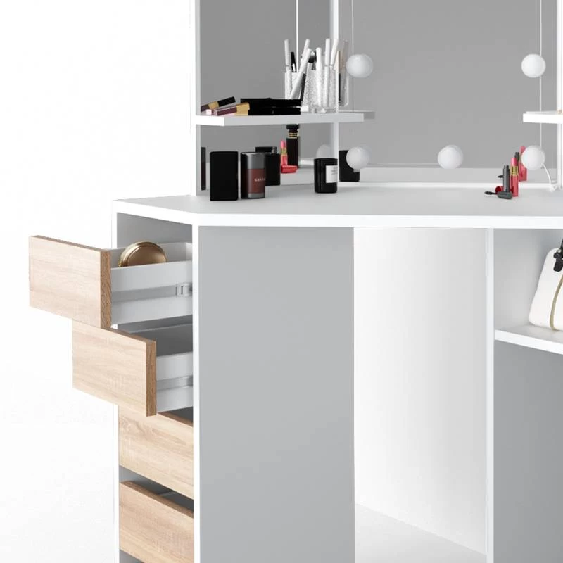 Coiffeuse Arielle Blanc/sonoma & LED 8 Coiffeuse Arielle Blanc/sonoma & LED – Image 6