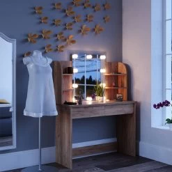 Coiffeuse Charlotte Blanc/sonoma & LED -Mobilier Soldes 5137abb0a48448799922a201661f56aa