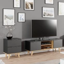 Commode Neptune Anthracite/sonoma Petit -Mobilier Soldes 5828d9fb5ba84b33b4ba0245efbd4e88