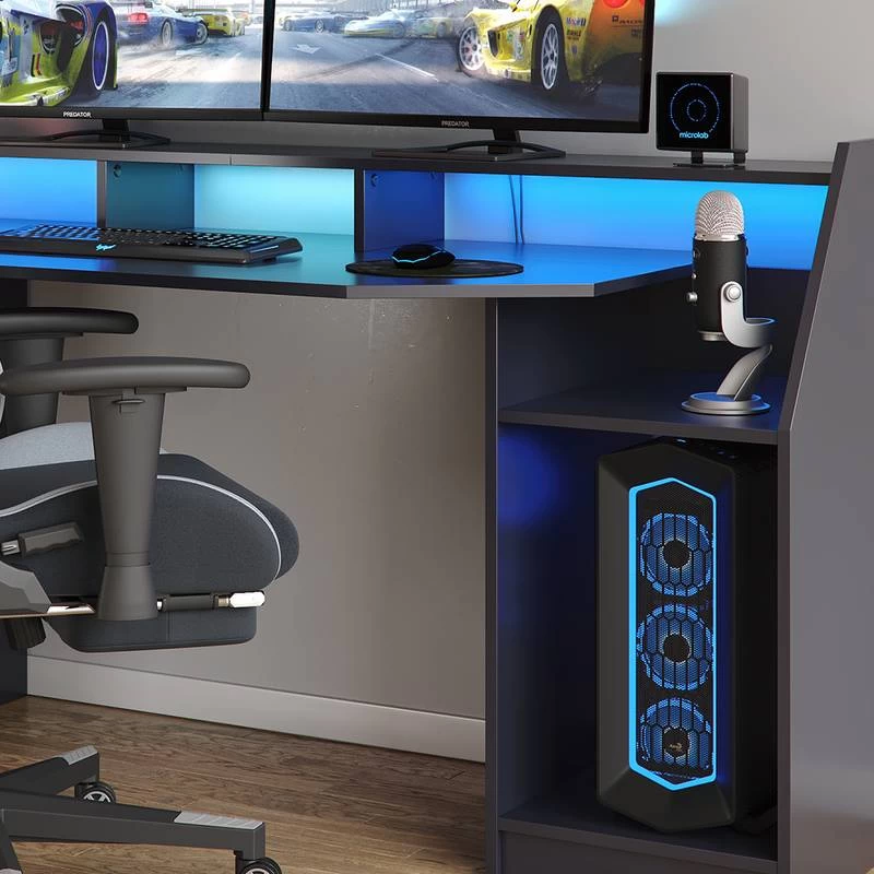 Bureau D'ordinateur Joel 180cm Noir 5 Bureau D'ordinateur Joel 180cm Noir – Image 3