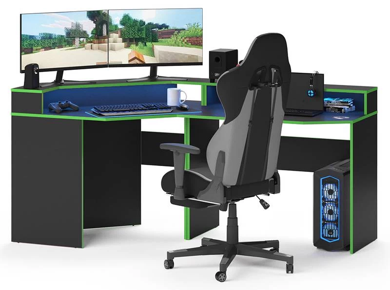 Bureau Ordinateur Kron Noir/vert Set 3 5 Bureau Ordinateur Kron Noir/vert Set 3 – Image 3