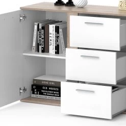 Buffet Novelli Blanc/sonoma & 2 Portes -Mobilier Soldes 64cf211b5cd3489480413f2fbc04c9f9