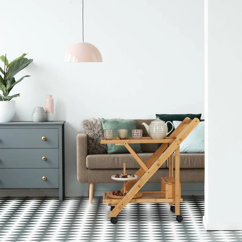 Desserte Pliable Avec 2 Tablettes 4 Desserte Pliable Avec 2 Tablettes – Image 2