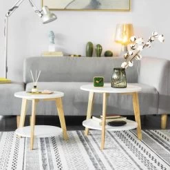 Lot De 2 Tables D'Appoint FBT75-W -Mobilier Soldes 70318168d64d4b78b722b840bed663b5