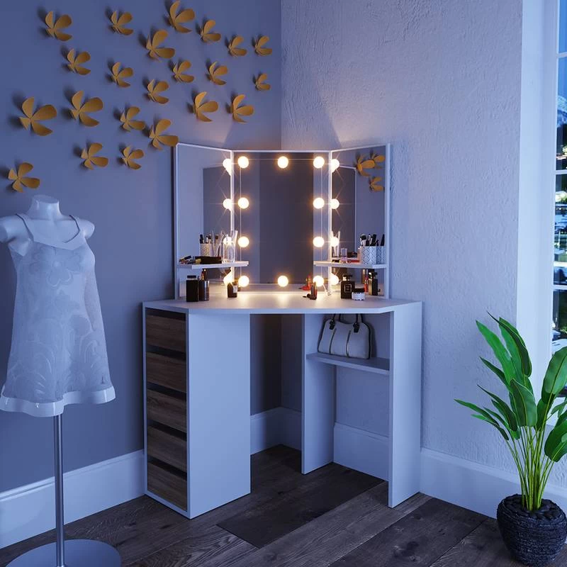 Coiffeuse Arielle Blanc/sonoma & LED 4 Coiffeuse Arielle Blanc/sonoma & LED – Image 2