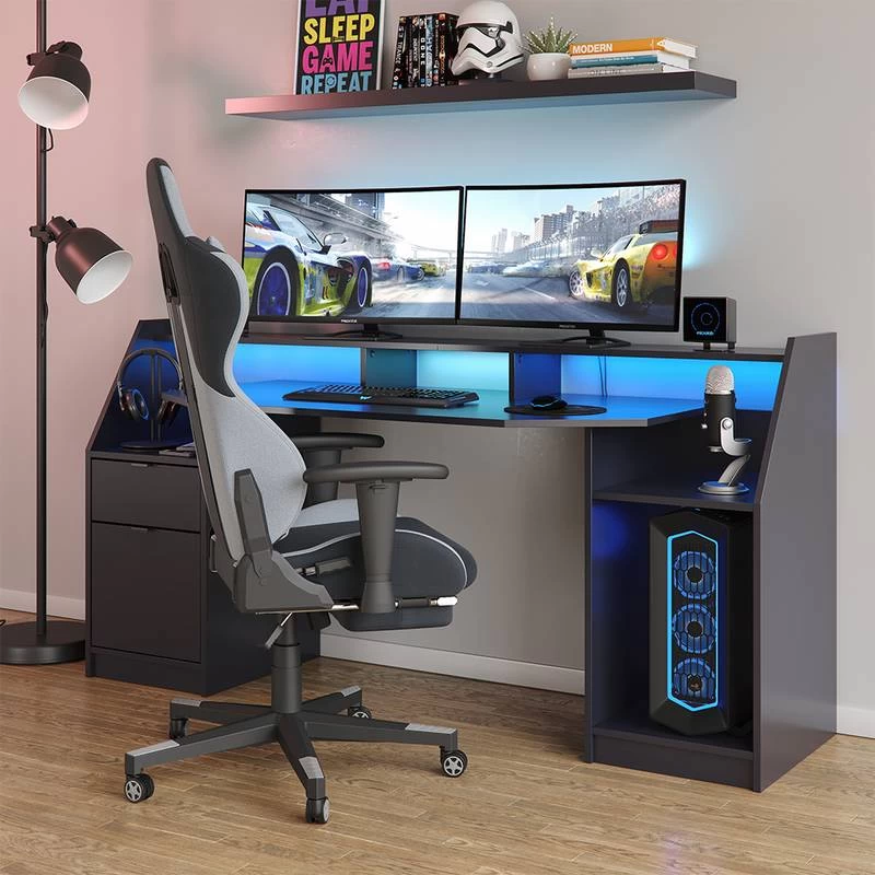 Bureau D'ordinateur Joel 180cm Noir 9 Bureau D'ordinateur Joel 180cm Noir – Image 7