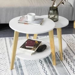 Lot De 2 Tables D'Appoint FBT75-W -Mobilier Soldes 8086ecd9d4e34e74a2113722430ee09e