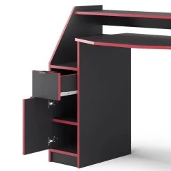 Bureau Ordinateur Joel 123cm Noir/rouge -Mobilier Soldes 98eb81126ab340dcb6691bba616f01cd