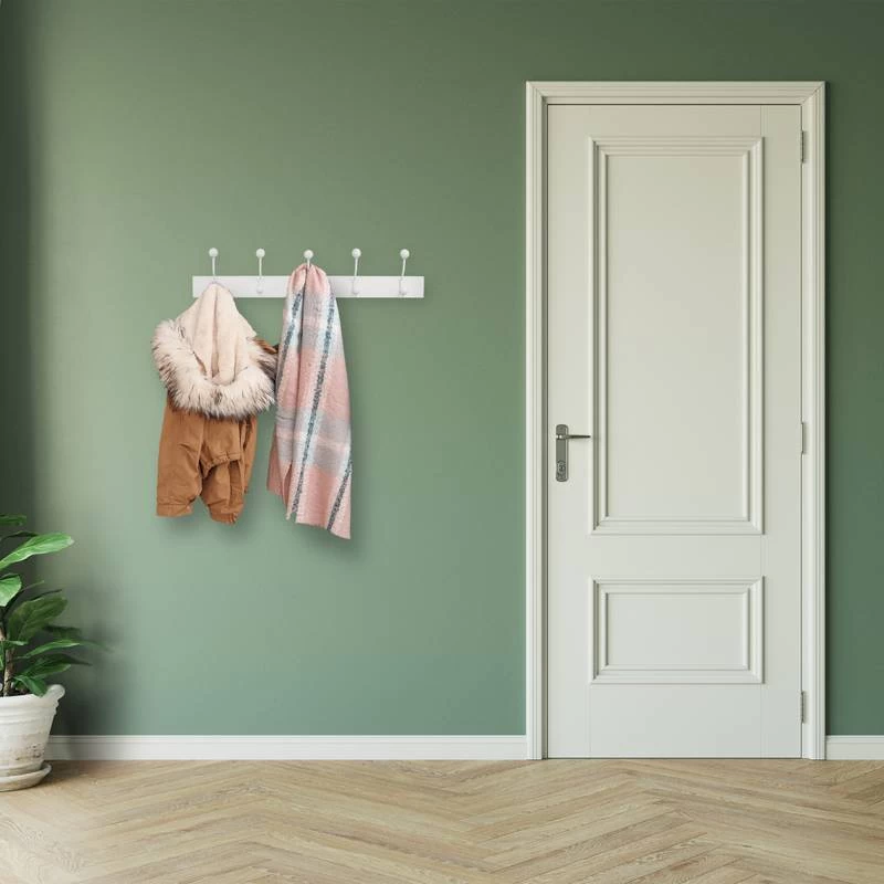 Portemanteau Mural Blanc 5 Crochets 4 Portemanteau Mural Blanc 5 Crochets – Image 2