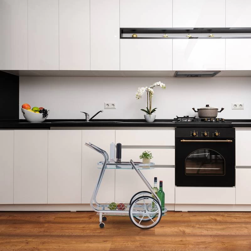 Chariot De Service Fer Chromé Et Verre 4 Chariot De Service Fer Chromé Et Verre – Image 2