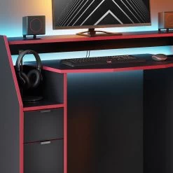 Bureau Ordinateur Joel 123cm Noir/rouge -Mobilier Soldes 9cf3b2884b104e0bbe7b9713e411ff30