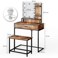 Coiffeuse Fyrk Avec Banc Et LED -Mobilier Soldes a17b2c757a49421c8bc870da3a638ca9