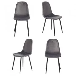 Lot De 4 Chaises En Velours - BIBA -Mobilier Soldes a7b9f2b9ca624055b5b3965ad233ef59