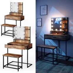 Coiffeuse Fyrk Avec Banc Et LED -Mobilier Soldes ab1e4425fac443ed9cf3ebfa69baec46