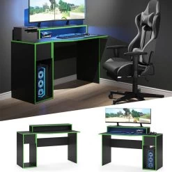 Bureau Ordinateur Kron Noir/vert Set 2 -Mobilier Soldes ad1bcca5b02149c9bad9215992c2b32f