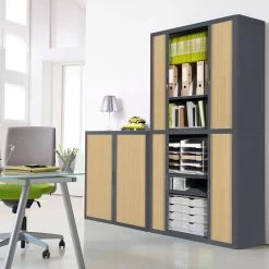 Armoire à Dossiers EasyOffice 40 Armoire à Dossiers EasyOffice -Mobilier Soldes aktenschrank easyoffice anthrazit buche 204 cm 1751202