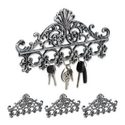 4x Portemanteaux Muraux En Fonte Argenté