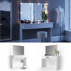 Coiffeuse Azur Avec Tabouret Et Miroir -Mobilier Soldes b816439134fd47b2a90738d68fd273d1