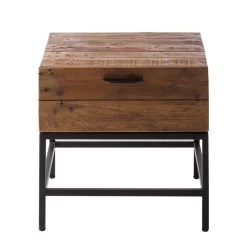 Bout De Canapé GRASBY -Mobilier Soldes beistelltisch grasby altholz pinie metall pinie dunkel schwarz 4884672