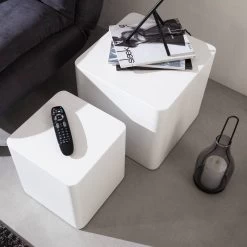 Tables D’appoint Square (lot De 2) 10 Tables D’appoint Square (lot De 2) -Mobilier Soldes beistelltisch square 2er set hochglanz weiss 4256124