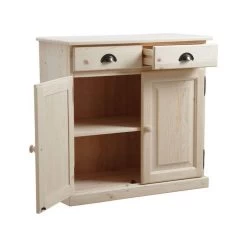 Buffet En Bois Brut 2 Portes 2 Tiroirs -Mobilier Soldes c7936a9572af43d9b3a34bd06926c761
