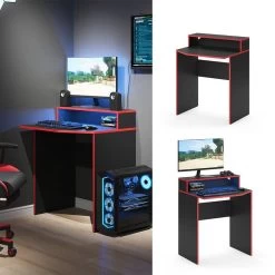 Bureau Ordinateur Kron Noir/rouge Court -Mobilier Soldes c87589da03a64fa5b50298f8c27b5167