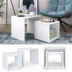 Table D'appoint Blanc Ensemble De 2 -Mobilier Soldes c99e8b3fb9434743b67bb3dce2e0f1fb