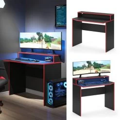 Bureau Ordinateur Kron Noir/rouge Long -Mobilier Soldes cfadfbbeff5b49539daa06a8d0a05c50