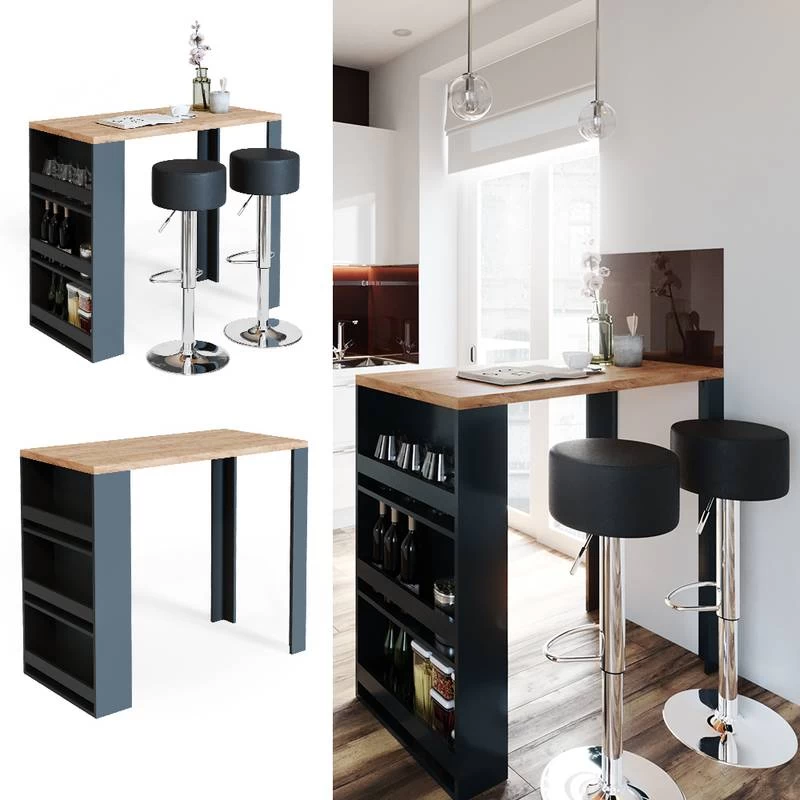 Table De Bar 117cm Anthracite/goldkraft 7 Table De Bar 117cm Anthracite/goldkraft – Image 5