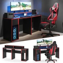 Bureau Ordinateur Kron Noir/rouge Set 8 -Mobilier Soldes d61eac9735a2417db0a309ac7ad42af8