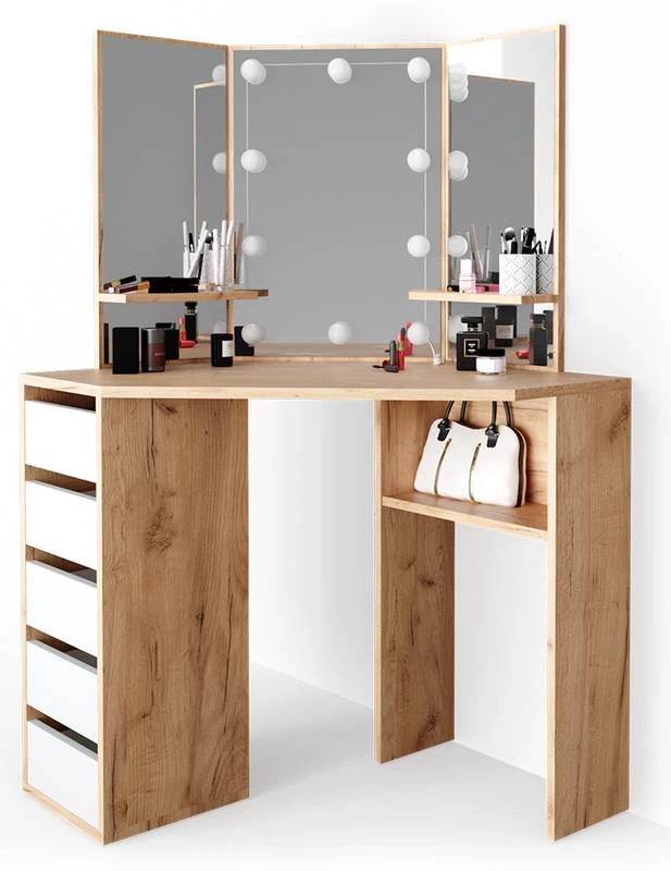 Coiffeuse Arielle Blanc/sonoma & LED 14 Coiffeuse Arielle Blanc/sonoma & LED – Image 12