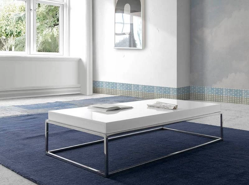 Table Basse En Bois Blanc Et Acier 4 Table Basse En Bois Blanc Et Acier – Image 2