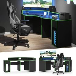 Bureau Ordinateur Kron Noir/Vert Set 6 -Mobilier Soldes ebcfb458121544b9aff55d3b5fa85f55