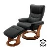 Fauteuil De Relaxation Westerwald -Mobilier Soldes echtleder relaxsessel westerwald mit hocker schwarz 247185