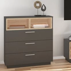 Commode Beatrice Blanc/sonoma 25 Commode Beatrice Blanc/sonoma -Mobilier Soldes eff54f0eae1444b5974de623475fb914