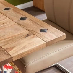 Table Bombay (avec Rallonges) -Mobilier Soldes esstisch bombay i mit ansteckplatten sheesham massiv natur 3469393